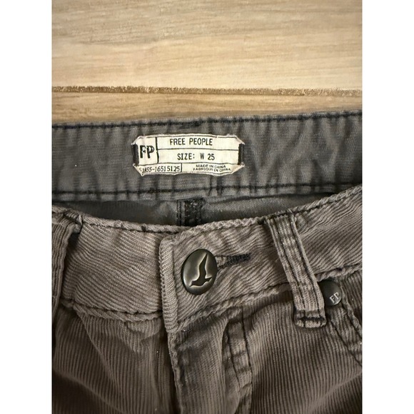 Free People Gray Corduroy Skinny Pants Low Rise Fine Wale 1855-16515125 Size 25 - Picture 2 of 5